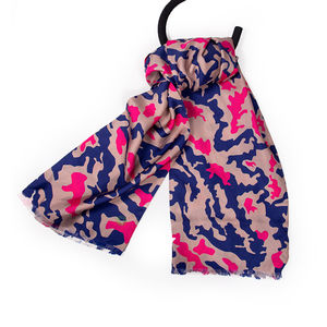 JANE CARR NAVY BLUE, BEIGE & HOT PINK SCARF | WOMENS SIZE 190CM